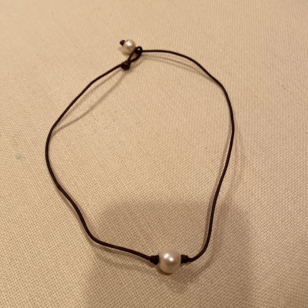 leather and pearl necklace